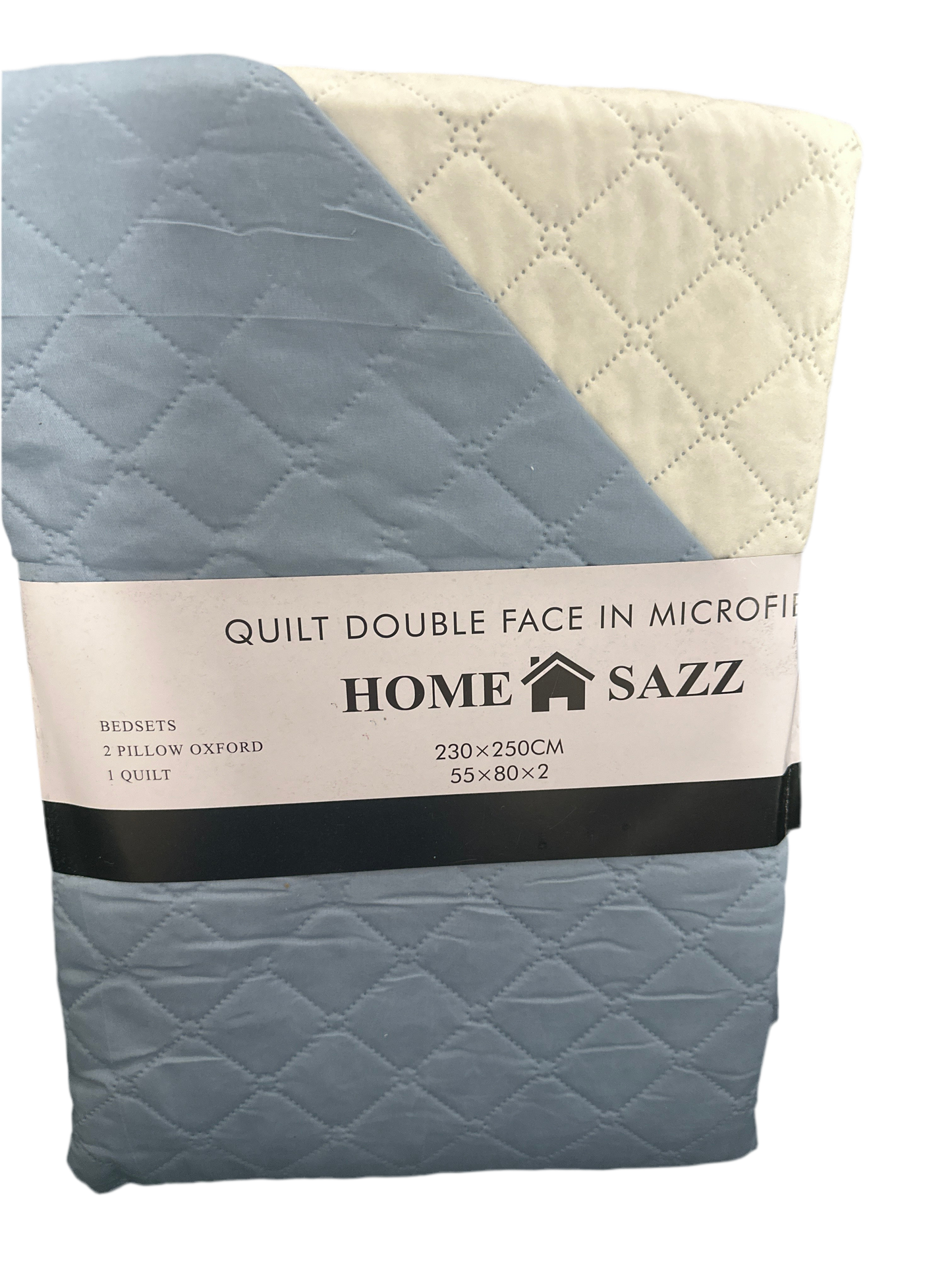 Quilt 3 Piece 230x250cm 2oxford pillows light blue Queen -King