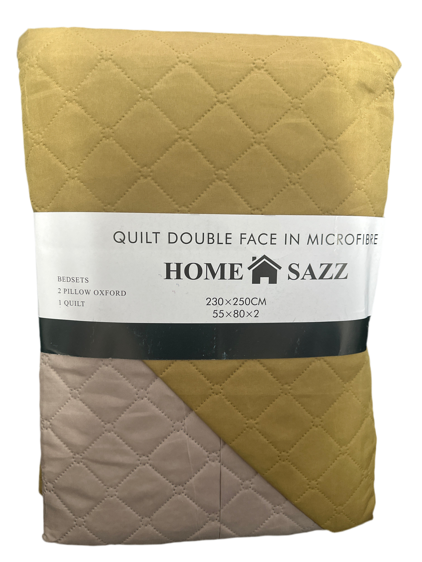 Quilt 3 piece 230x250cm 2 standard pillows Brown Queen to King