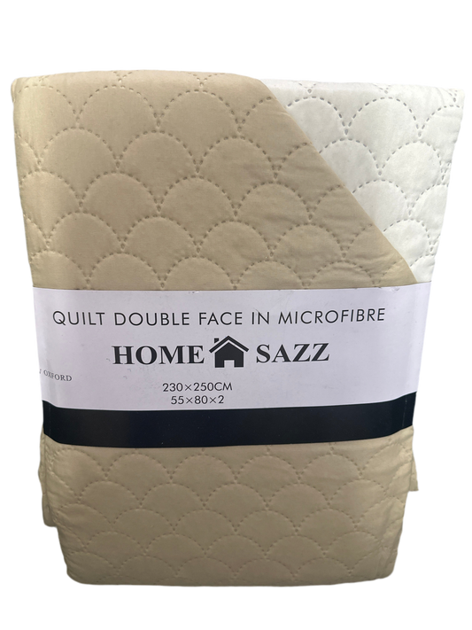 Quilt 3 piece 230x250cm 2 Oxford pillows Queen -King Cream