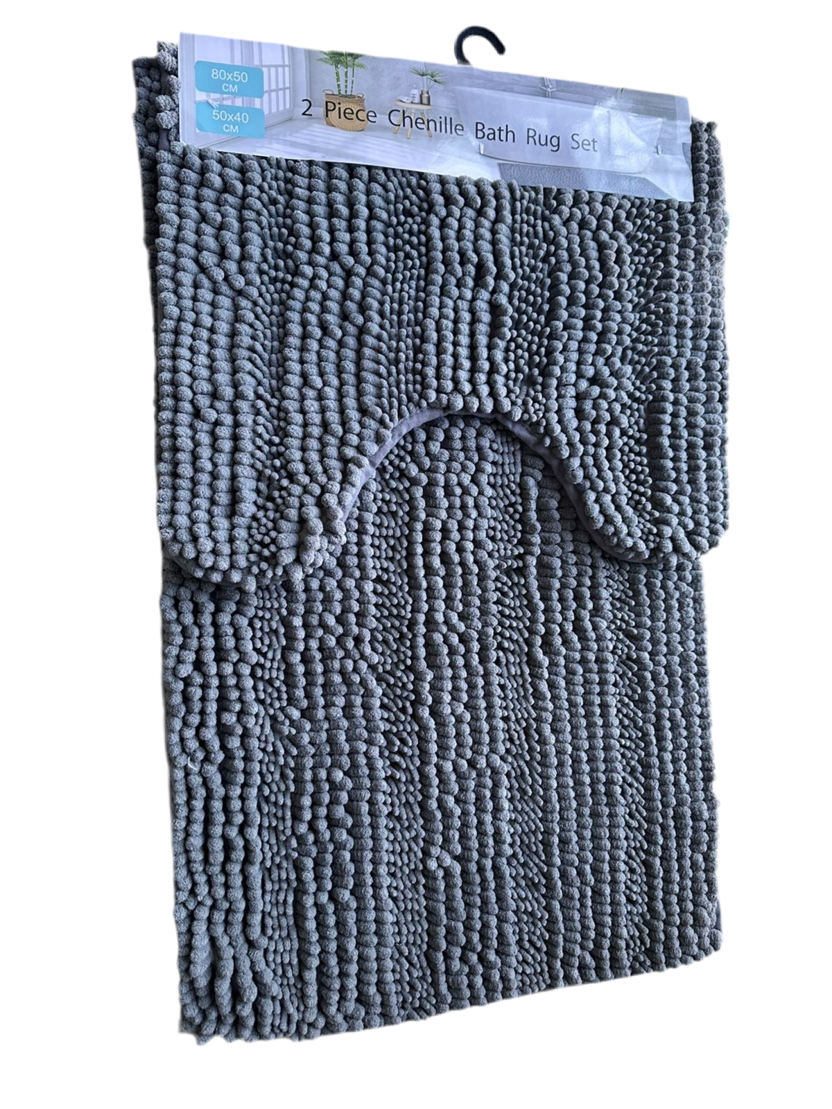 2 Piece chenille bath mat Grey